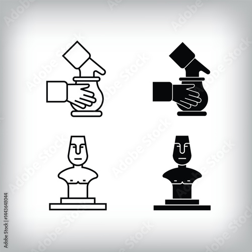 Sculptor and earthenware hobby and leisure design. Simple linear and flat activity icon set.