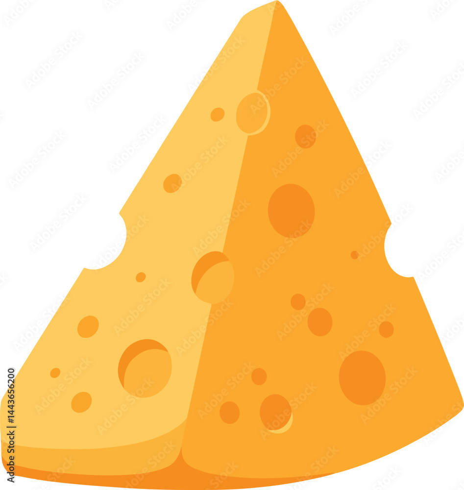Cheese wedge illustration with holes and orange yellow shades for food and cooking designs vector Cheese wedge illustration with holes and orange yellow shades for food and cooking designs vector