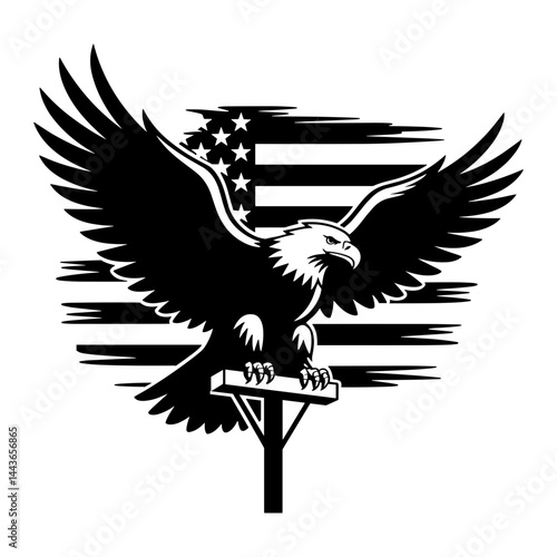 Bald Eagle on Utility Pole Silhouette
