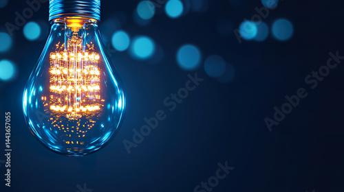 Bright LED bulb shines in vibrant colors, demonstrating energy efficient technology