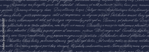 Seamless abstract pattern with legible text. Sweeping handwriting with words. Template vintage background of illegible ink-written poetry. Vector old of a poetic work written by a pen.