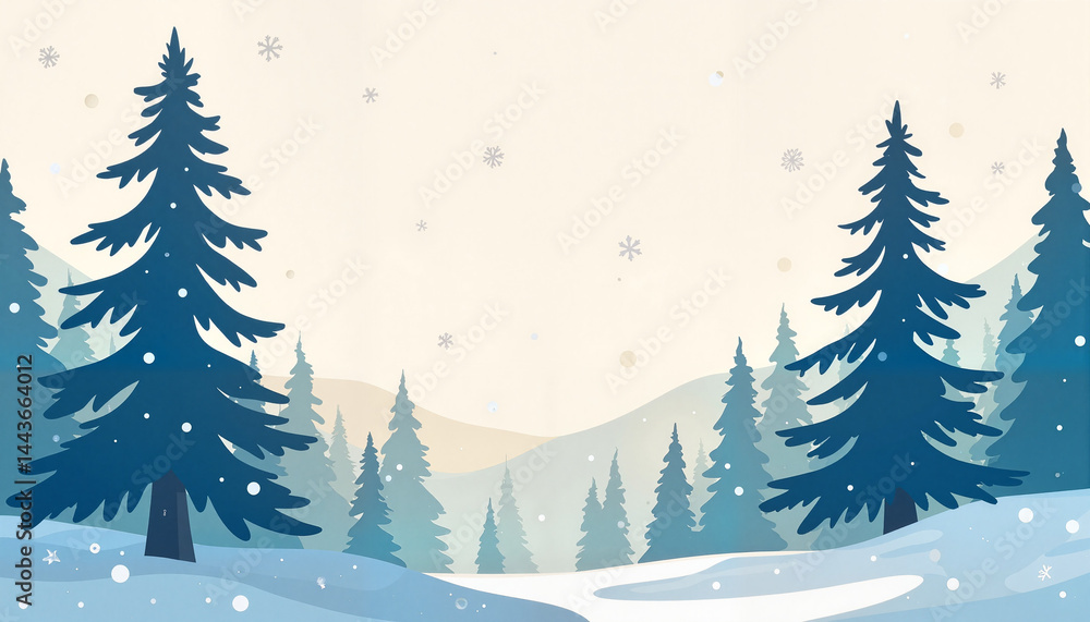 Fototapeta premium Bare spruce trees in winter wilderness, serene isolation