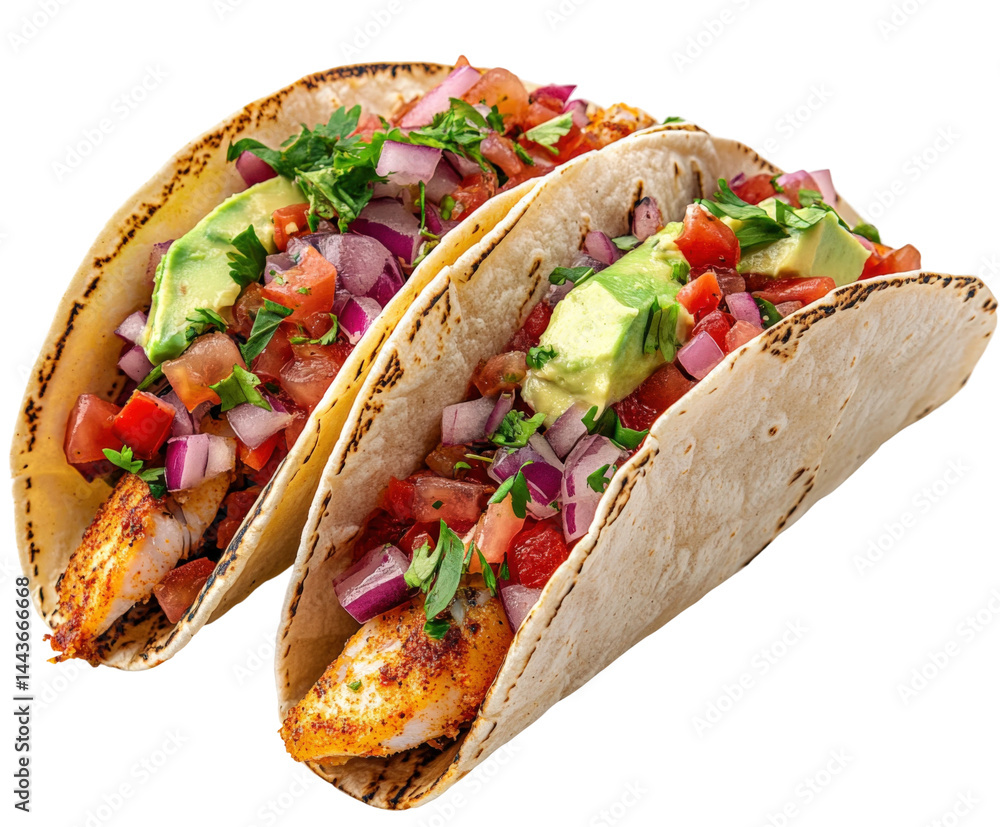 Φωτογραφία Delicious fish tacos street market food urban isolated on transparent background