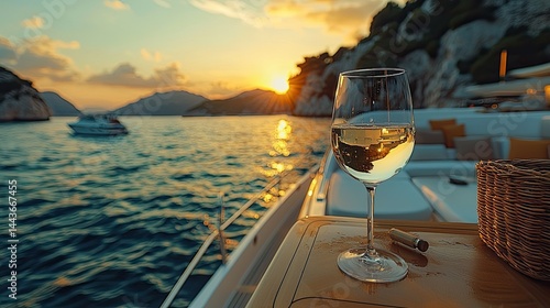 Sunset wine on a yacht