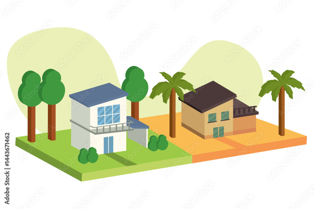 Fototapeta premium Split terrain home styles. Vector