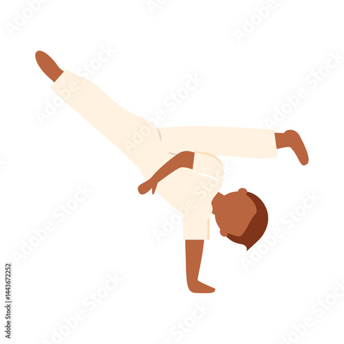 Capoeira dancer in motion. Vector