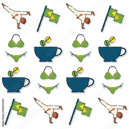 Brazil themed pattern icons. Vector