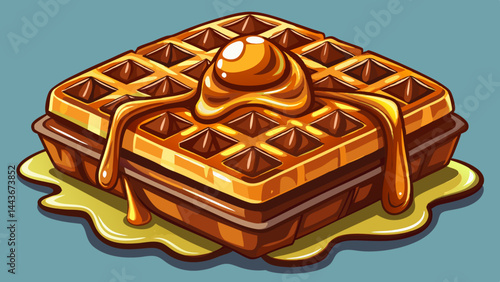 Golden-brown waffles dressed in dark sweet syrup.
Elegant curves of chocolate enhance every bite.
Isolated perfectly for overlays or product design.
Delicious detail meets modern simplicity.