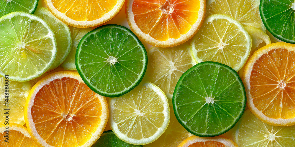 Fototapeta premium Vibrant citrus fruit slices create a refreshing pattern for background wallpaper Generative AI
