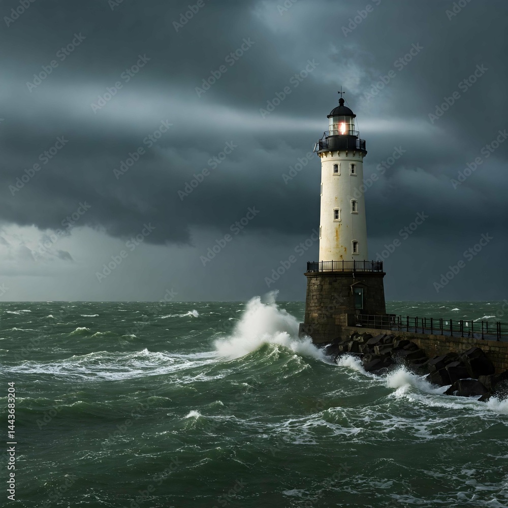 Lighthouse Stands Strong Against Storm Beacon of Hope Lighthouse Stands Strong Against Storm Beacon of Hope