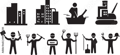 black glyph, minimal construction, black flat icon, civil engineering