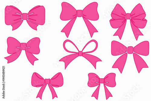  collection of pink bows with ribbons and bows
