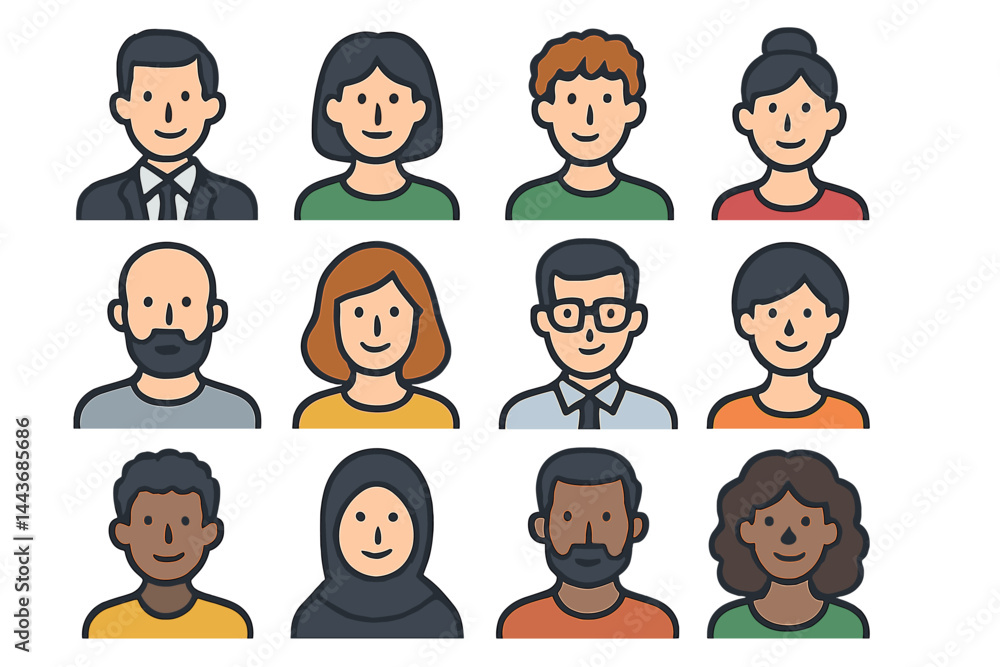 People avatar icons, created as vector illustrations, can be utilized for social media and networking purposes, as well as for user profiles, websites, and application design People avatar icons, created as vector illustrations, can be utilized for social media and networking purposes, as well as for user profiles, websites, and application design