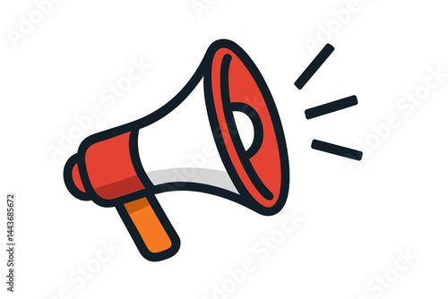 Vector illustration represents a megaphone and loudspeaker, embodying concepts of advertising, marketing, and news