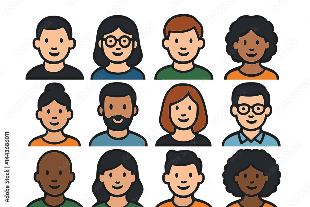 Vector illustration characters, including people avatar icons, are designed for use in social media, networking, user profiles, websites, and app development Vector illustration characters, including people avatar icons, are designed for use in social media, networking, user profiles, websites, and app development