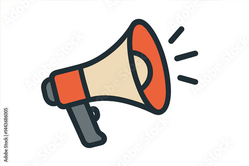 Megaphone, loudspeaker symbol. Advertising, marketing, news concept. Vector illustration’ becomes ‘Vector illustration of a loudspeaker and megaphone symbolizing advertising, marketing, and news