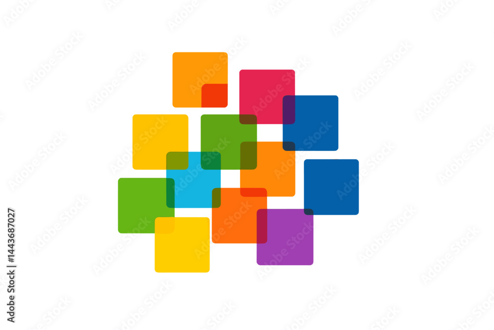 Multicolored squares are utilized in the abstract logo for company design Multicolored squares are utilized in the abstract logo for company design