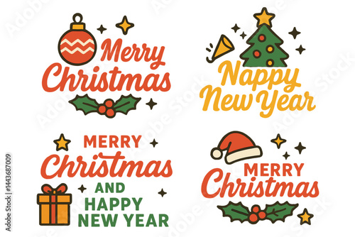 Merry Christmas and Happy New Year’ is a set of vector illustrations suitable for backgrounds, greeting cards, party invitations, website banners, social media banners, and marketing materials