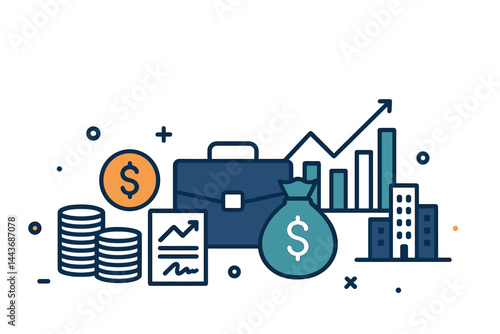 Business finance and investment form the theme of this background banner concept