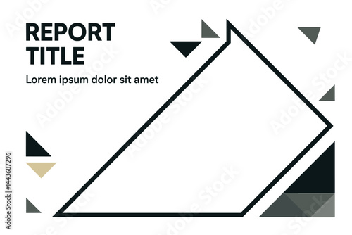 Template for a report cover with a minimalist design that incorporates triangular elements for a photograph