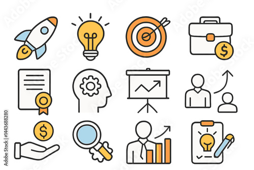 Startup line icons that are editable and pixel perfect are available
