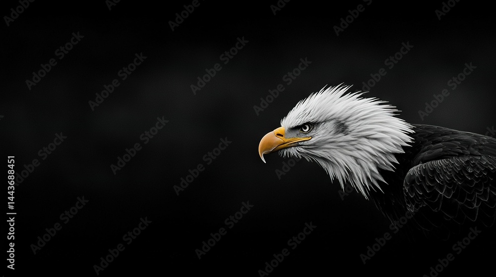 Obraz premium A black-and-white image of a bald eagle's head against a backdrop of its own head