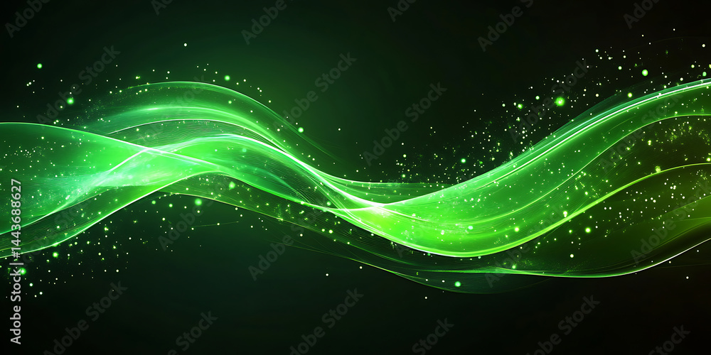 Abstract green light streaks sparkling on dark background digital art wallpaper Abstract green light streaks sparkling on dark background digital art wallpaper