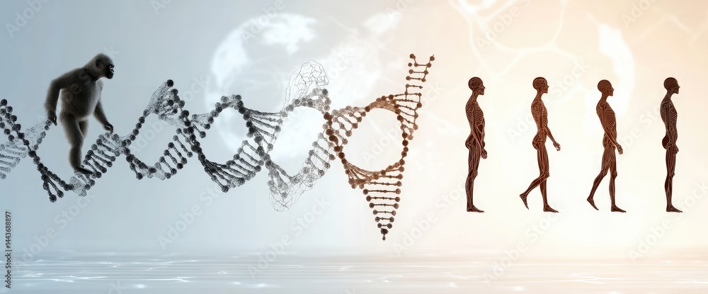 Fototapeta premium Human evolution from primates to modern humans dna structure depiction