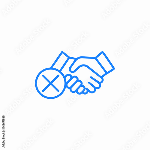 handshake not allowed icon sign vector