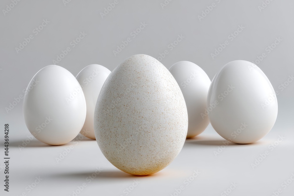 Speckled Egg Amongst Smooth Whites: A Minimalist Still Life Speckled Egg Amongst Smooth Whites: A Minimalist Still Life