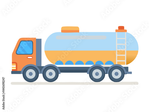 A colorful oil tanker truck transporting fuel across the country. This image illustrates the role of transport in modern industry. 