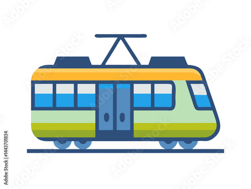 Colorful modern electric train in a minimalist style