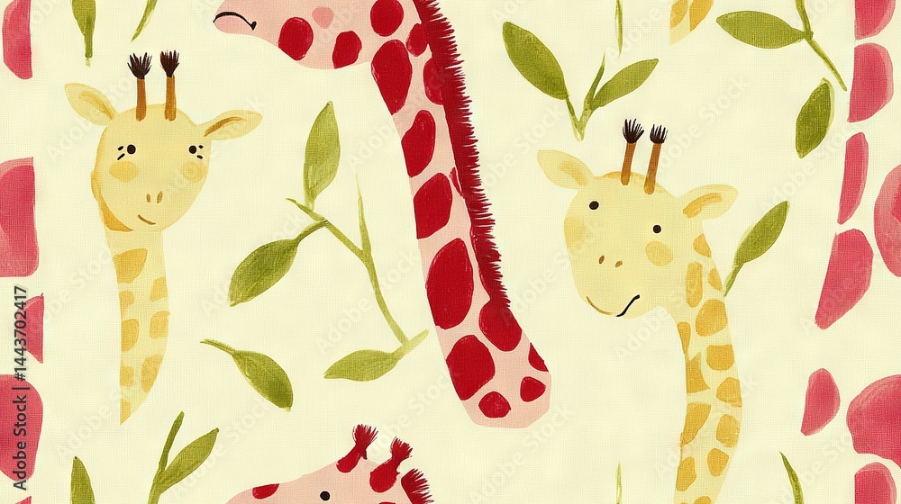 A group of giraffes standing together on top of a grassy field surrounded by vibrant flowers A group of giraffes standing together on top of a grassy field surrounded by vibrant flowers