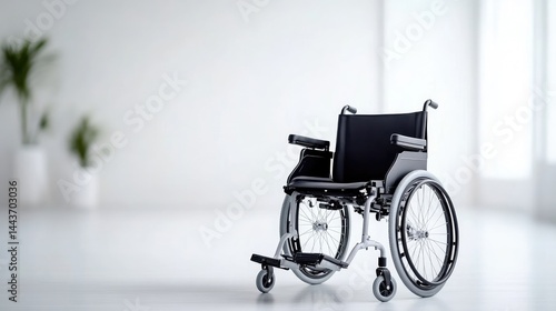 Empty wheelchair in modern interior