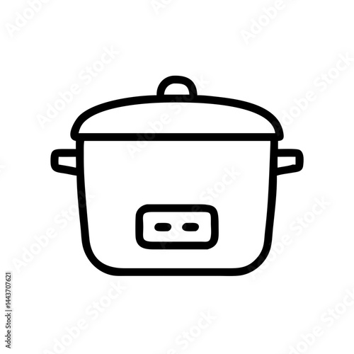 Electric rice cooker outline, icon, vector