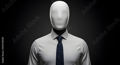 Faceless Businessman: Mannequin in Corporate Attire on Dark Background