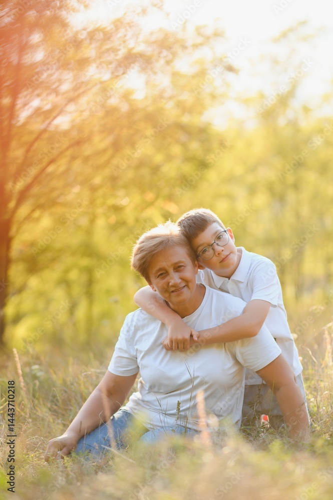 Fototapeta premium Happy grandmother with grandson together