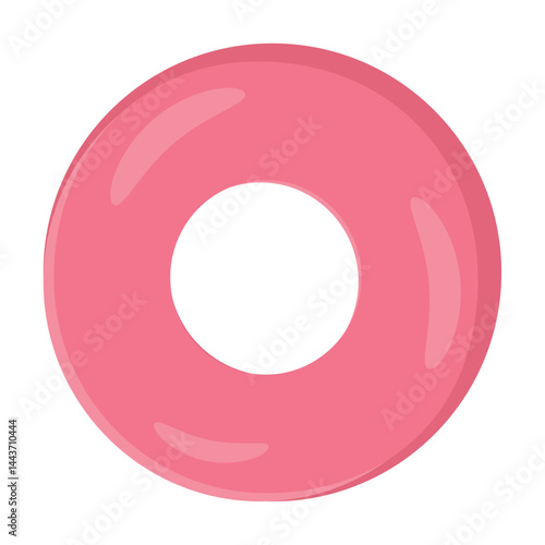 Pink inflatable swim ring. Vector