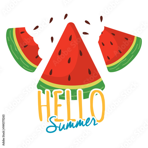 Watermelon slices and text. Vector