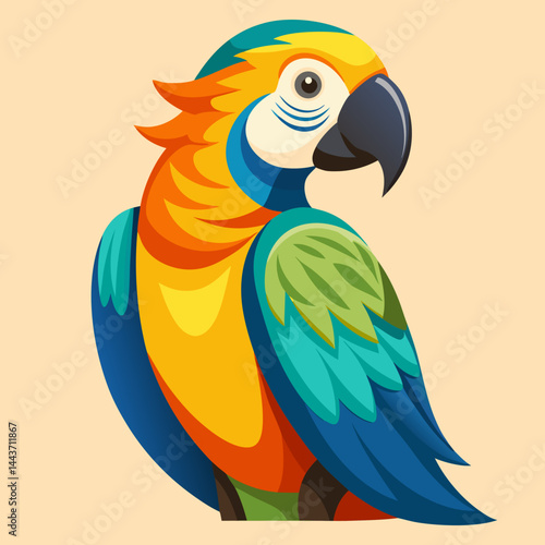parrot on a branch Vector icon illustration silhouette Graphics design image white background