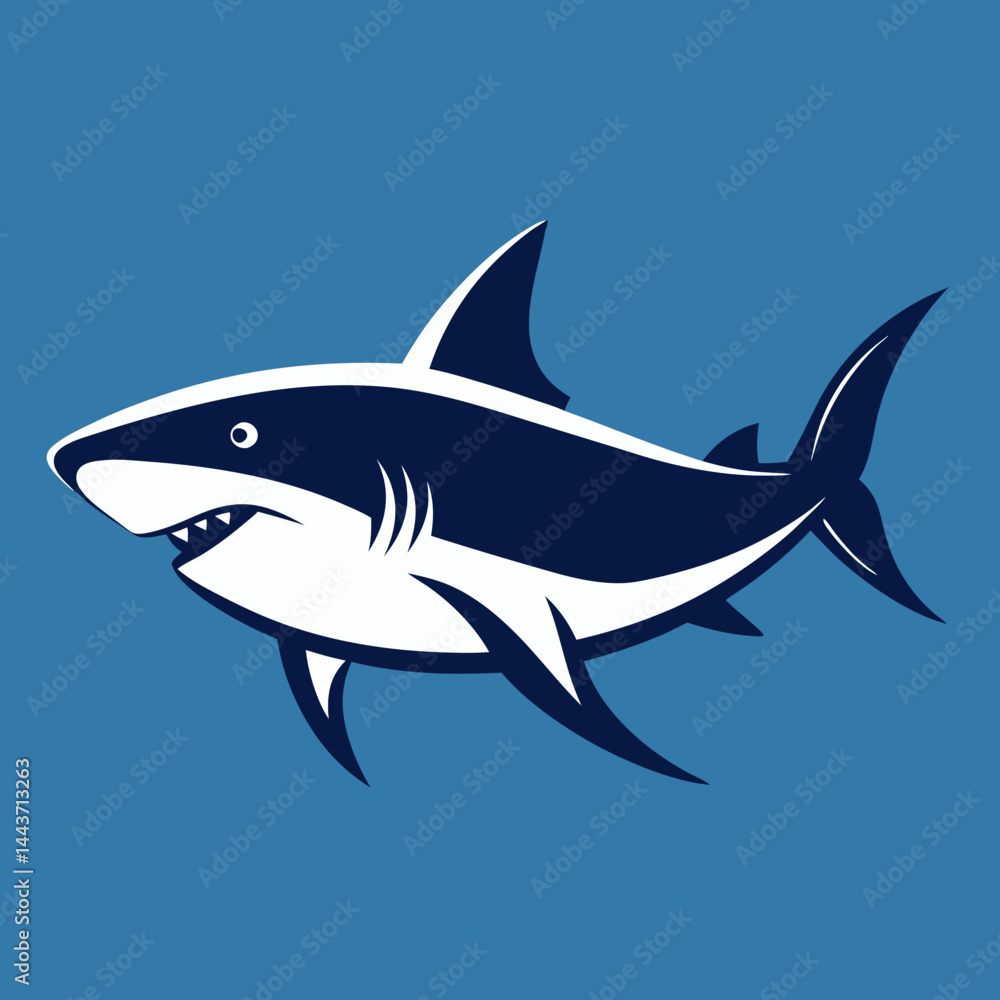 Fototapeta premium shark vector illustration Vector icon illustration silhouette Graphics design image white background