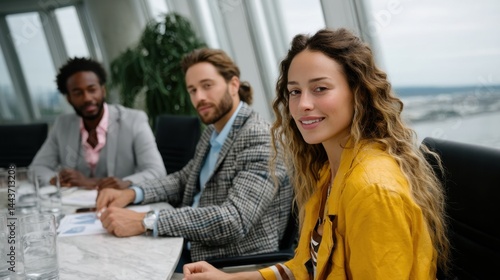 Business Meeting with Diverse Team Members in Conference Room During Daylight
