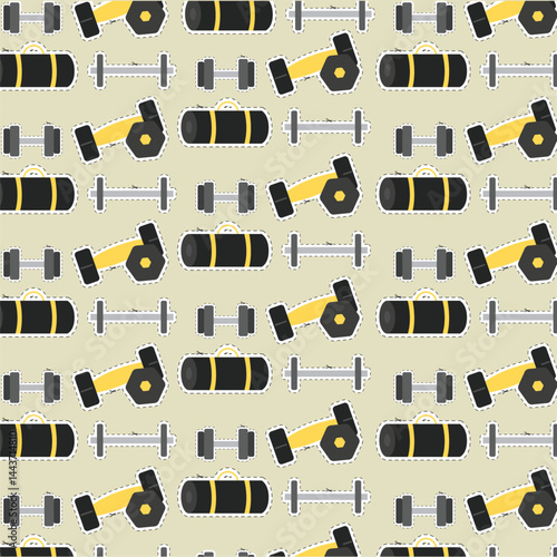 Dumbbells and bags pattern. Vector