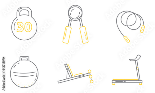Outlined workout gear pack. Vector
