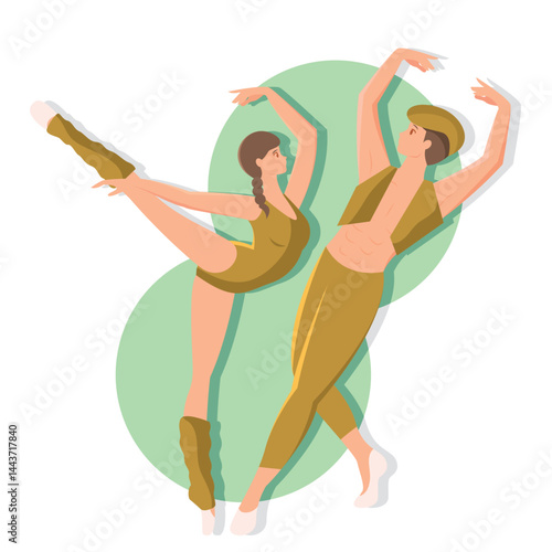 Ballet couple in motion. Vector