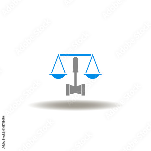 Obraz na płótnie Vector illustration of gavel and scales. Symbol of justice and law. Icon of guarantee and balance of rights, freedoms and responsibilities. w salonie