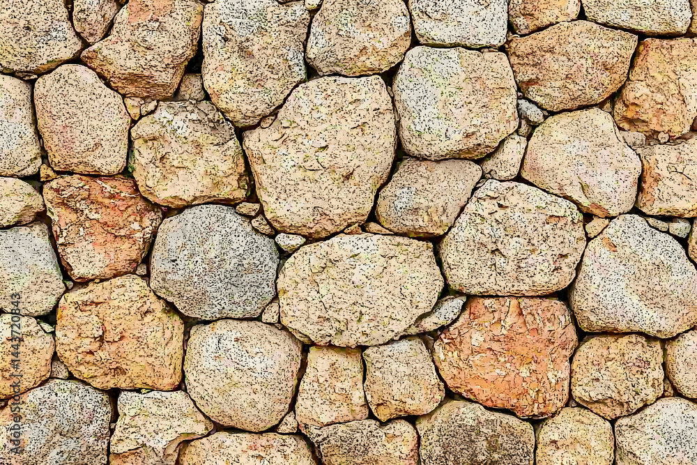 Fototapeta premium Rustic stone wall texture, outdoor background, building material, construction detail