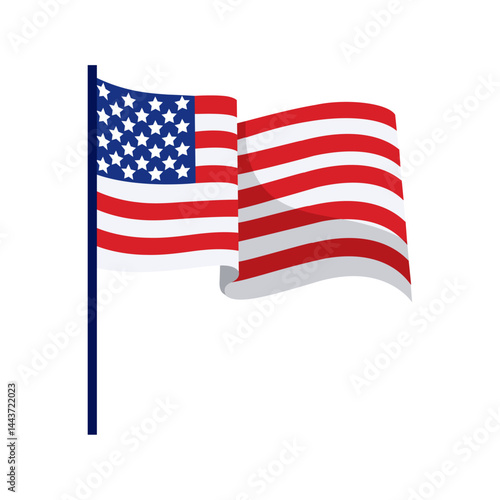 Waving small usa flag. Vector