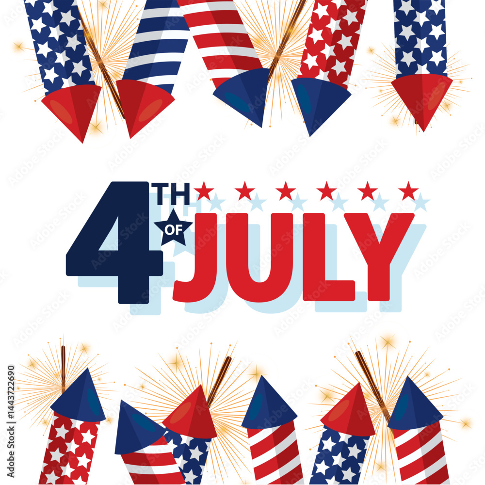 Obraz premium Fireworks and rockets. Vector