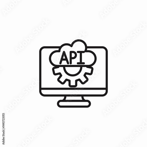 api integration computer icon sign vector